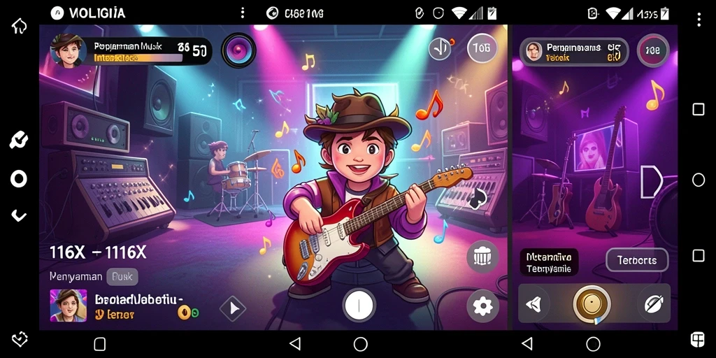 Screenshot gameplay 116X menampilkan interaksi musik yang seru.