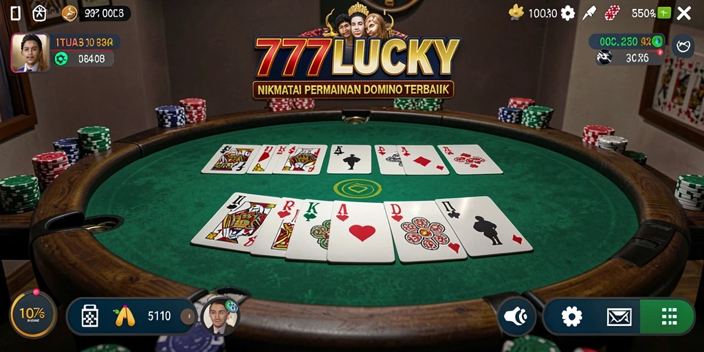 Screenshot gameplay 777LUCKY menampilkan aksi seru permainan Domino.