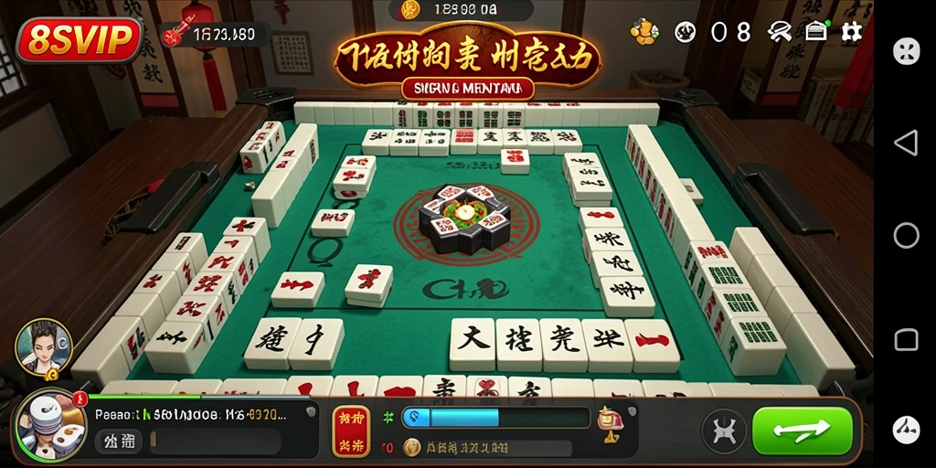 Screenshot dari gameplay seru 8SVIP yang menampilkan suasana permainan Mahjong.