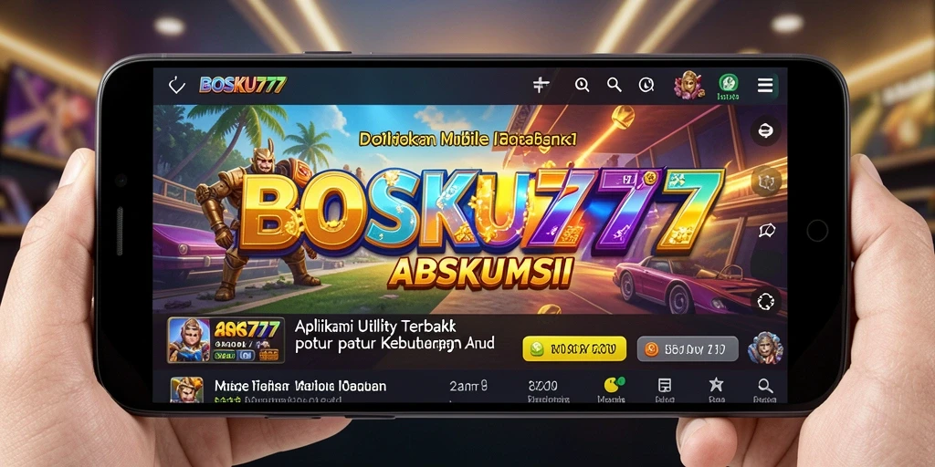 Screenshot utama BOSKU777 menampilkan antarmuka aplikasi Utility yang menarik.