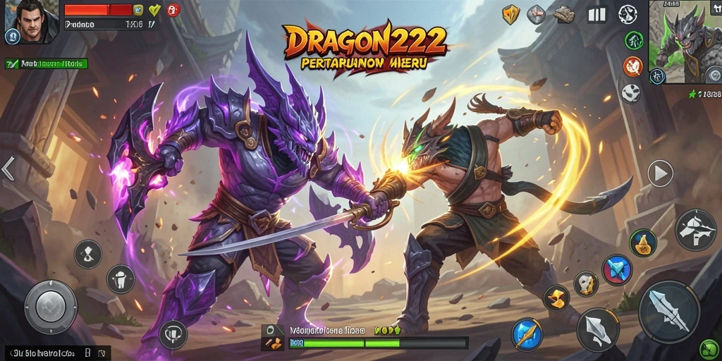 Tangkapan layar utama DRAGON222 menampilkan aksi pertempuran yang mendebarkan.