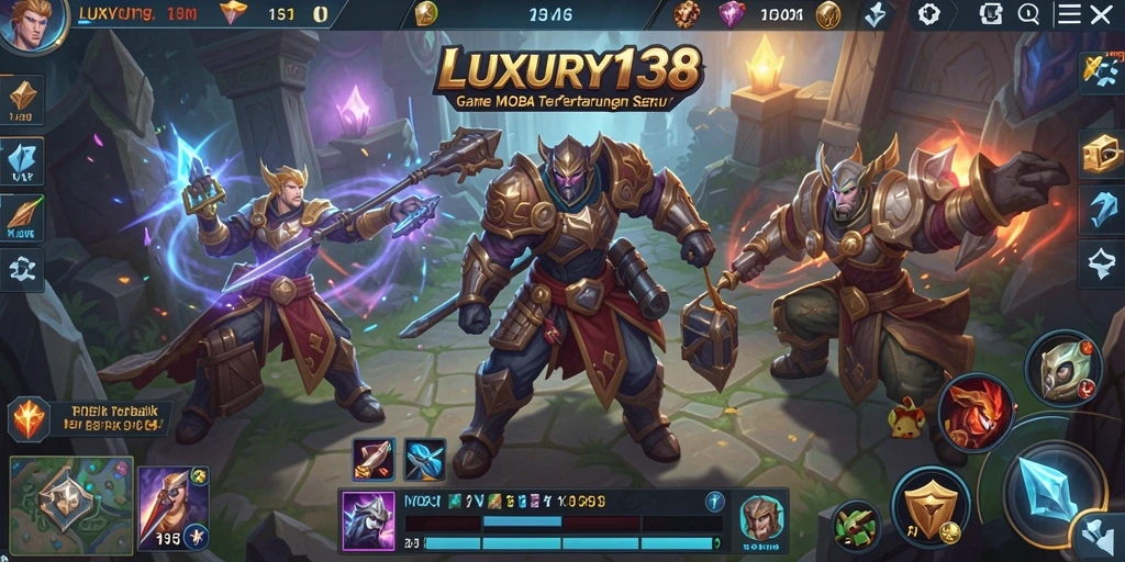 Screenshot bermain LUXURY138 dengan aksi pertarungan MOBA yang intens.