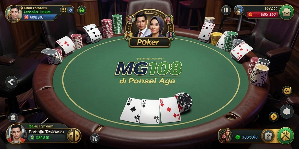Screenshot gameplay MG108 menunjukkan aksi seru permainan Poker.