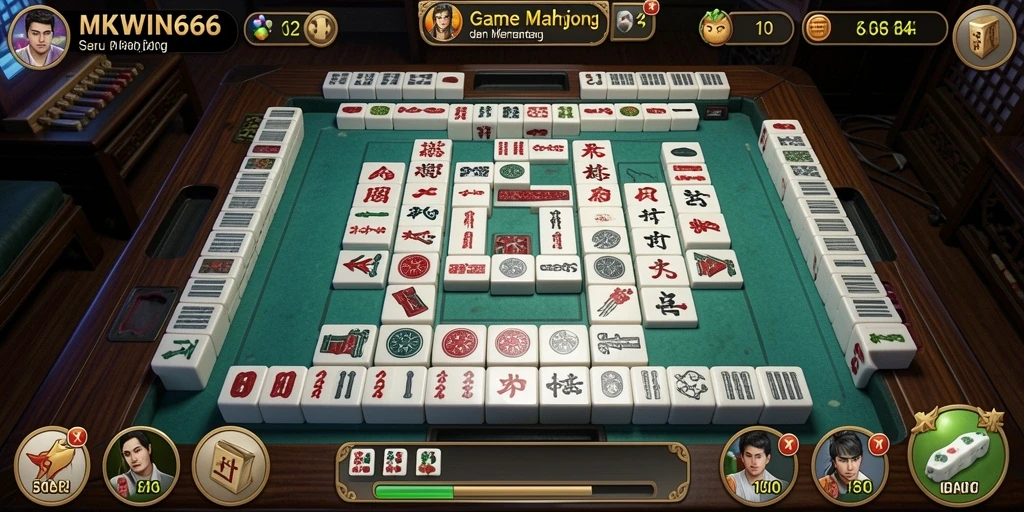 Screenshot MKWIN666 menampilkan gameplay Mahjong yang menarik dan penuh warna.