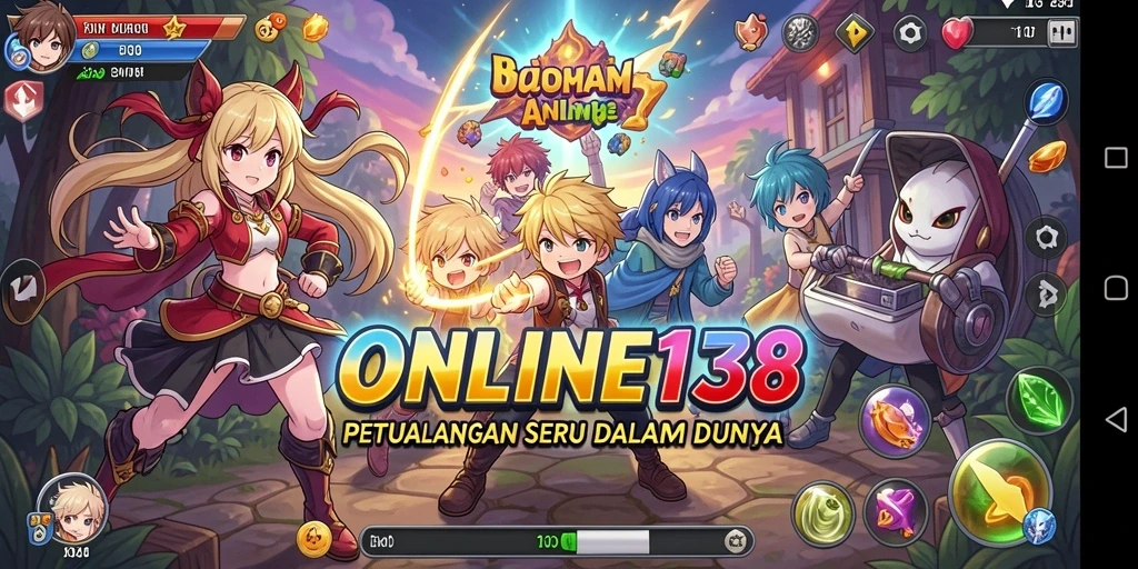 Tampilan gameplay seru dalam ONLINE138 dengan karakter anime yang menawan.