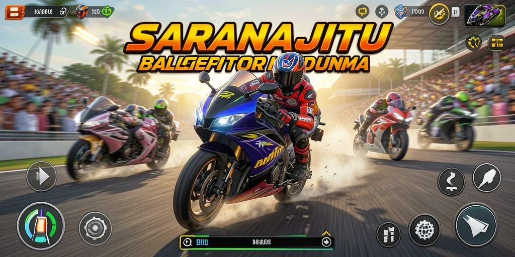 Tampilan visual yang mendebarkan dari gameplay balapan motor.