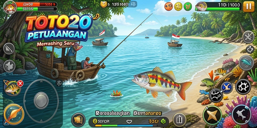 Gameplay <strong>TOTO20</strong> menunjukkan momen seru saat memancing ikan besar.