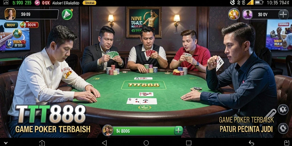 Screenshot gameplay Poker TTT888 yang menunjukkan aksi seru pemain.
