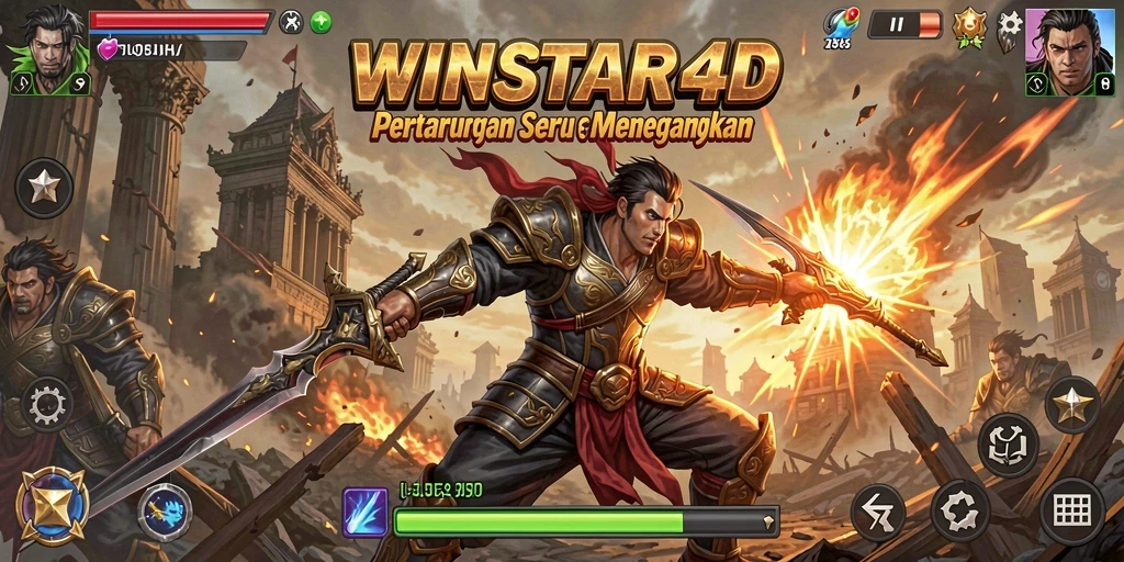 Tampilan gameplay WINSTAR4D saat pertarungan intens.